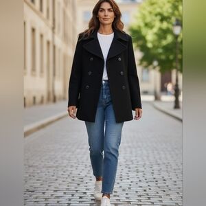 Burberry Black Wool+ Cashmere Peacoat  Size Small